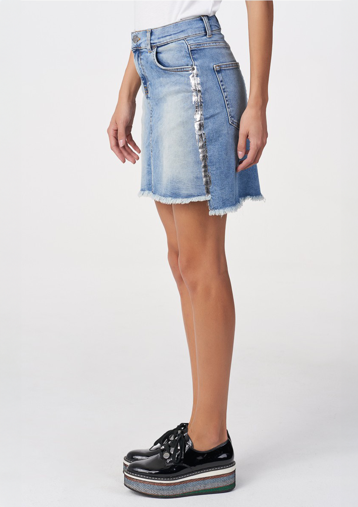 Innie Silver Myra High Rise Denim Skirt