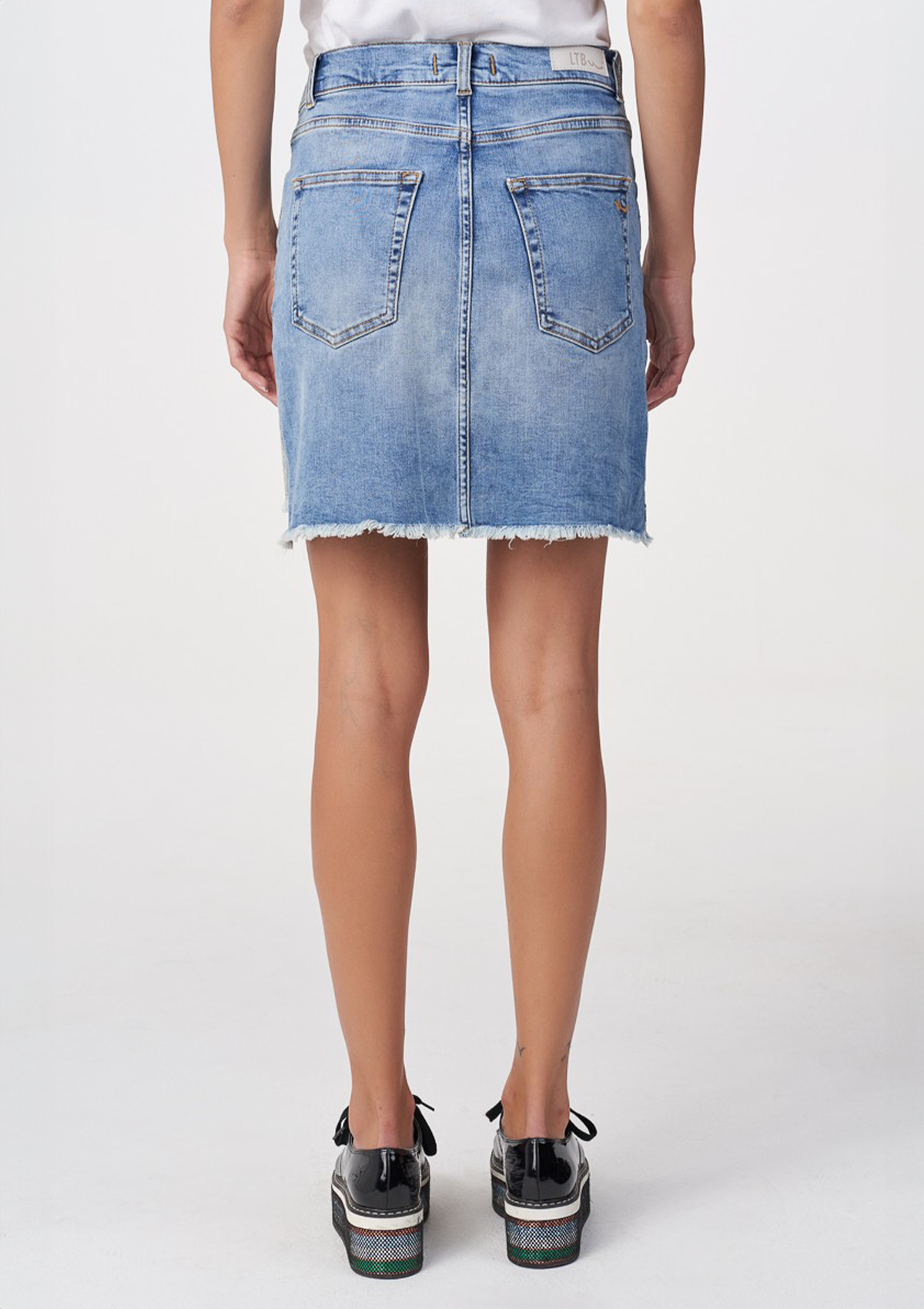 Innie Silver Myra High Rise Denim Skirt