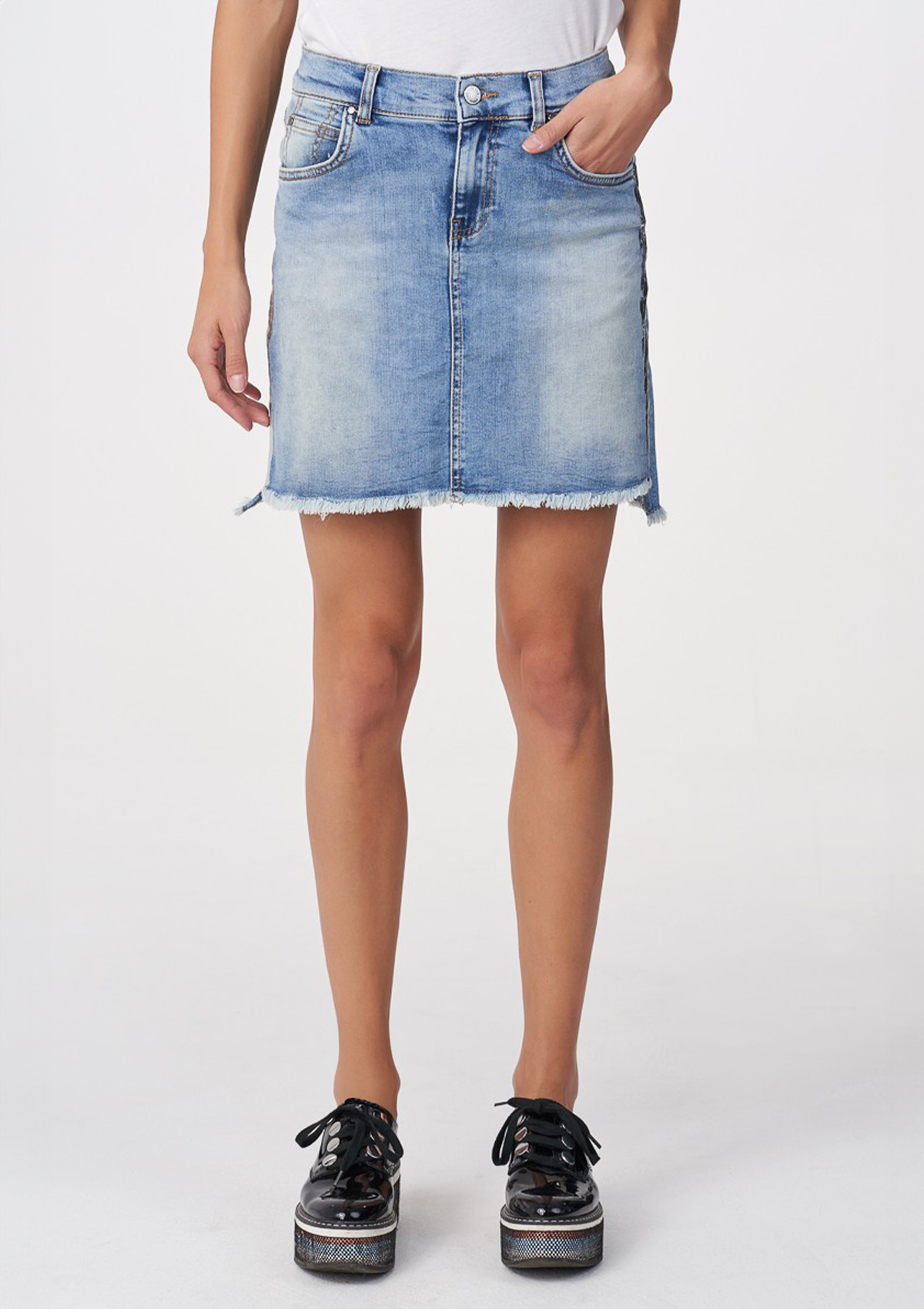 Innie Silver Myra High Rise Denim Skirt